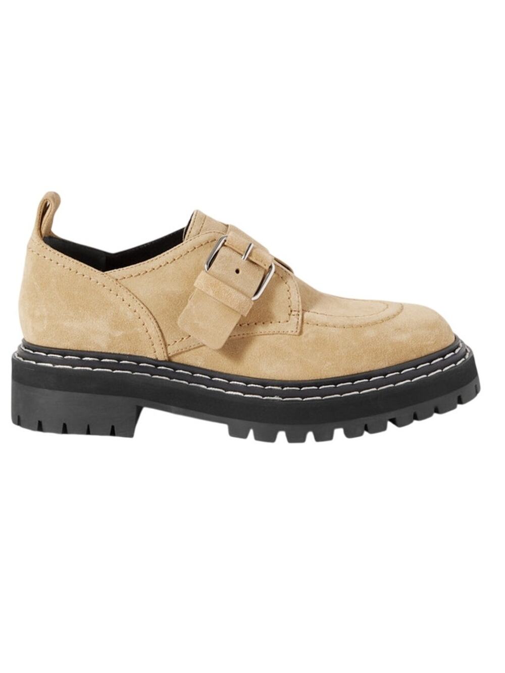 Proenza Schouler Chunky Beige Buckled Suede Loafers Size 41/US 10-10.5 - Picture 1 of 7